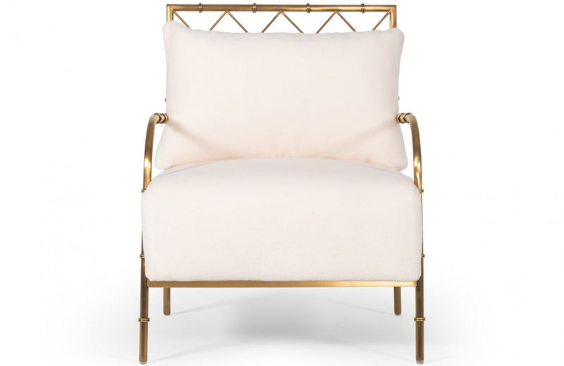 Divani Casa Ignacio Glam White Velvet & Gold Accent Chair