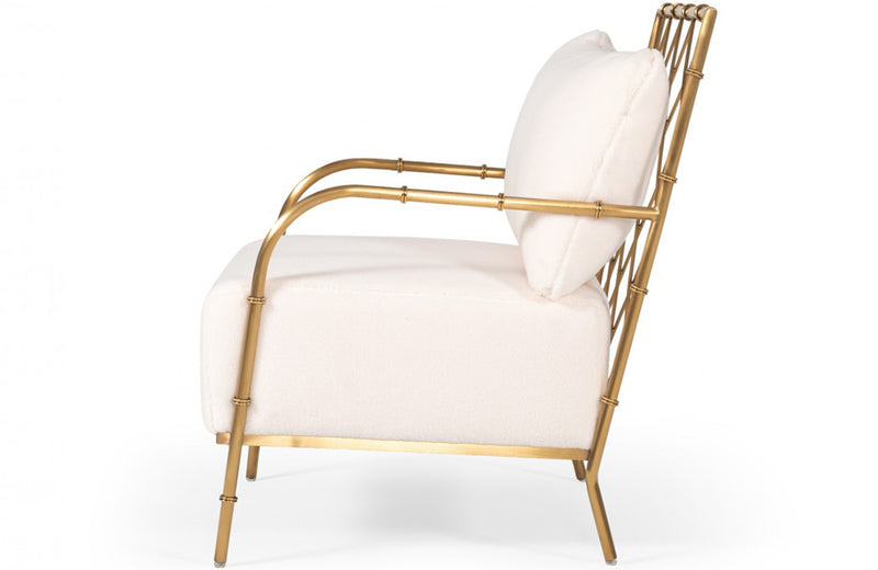 Divani Casa Ignacio Glam White Velvet & Gold Accent Chair