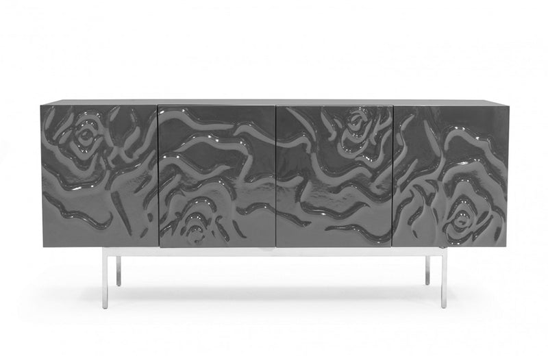 Modrest Gwen Modern Grey High Gloss Buffet