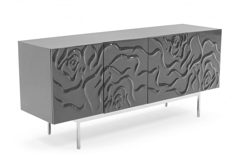 Modrest Gwen Modern Grey High Gloss Buffet