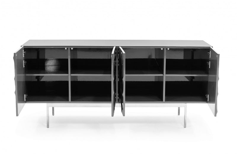 Modrest Gwen Modern Grey High Gloss Buffet