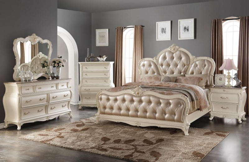 Eadward Pearl White Bed