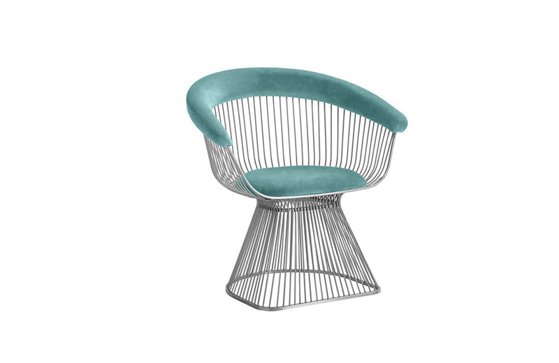 Modrest Lauren Teal Velvet and Brushed Silver Dining Chair