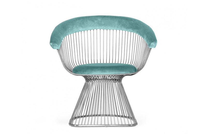 Modrest Lauren Teal Velvet and Brushed Silver Dining Chair