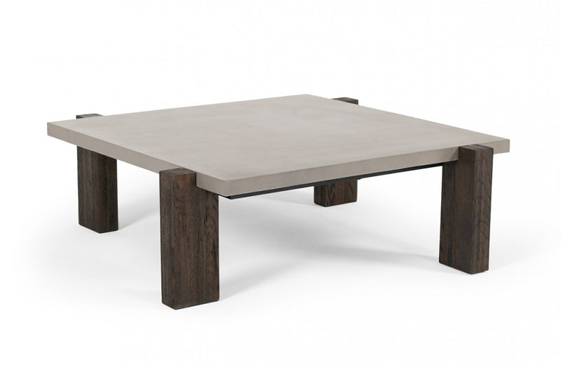 Modrest Milton Dark Grey & Walnut Square Coffee Table