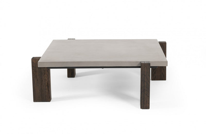 Modrest Milton Dark Grey & Walnut Square Coffee Table