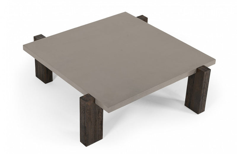 Modrest Milton Dark Grey & Walnut Square Coffee Table