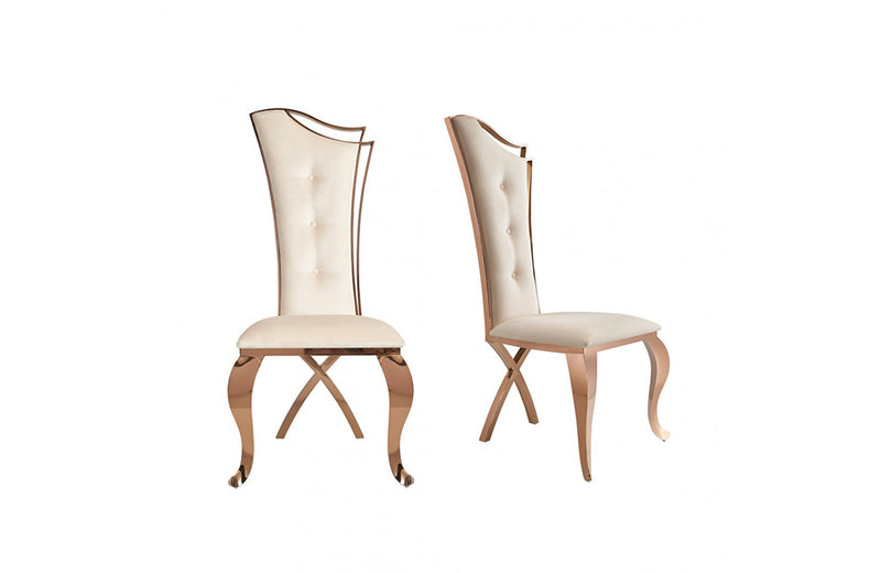 Modrest Bonnie Beige Velvet & Rose Gold Dining Chair (Set of 2)