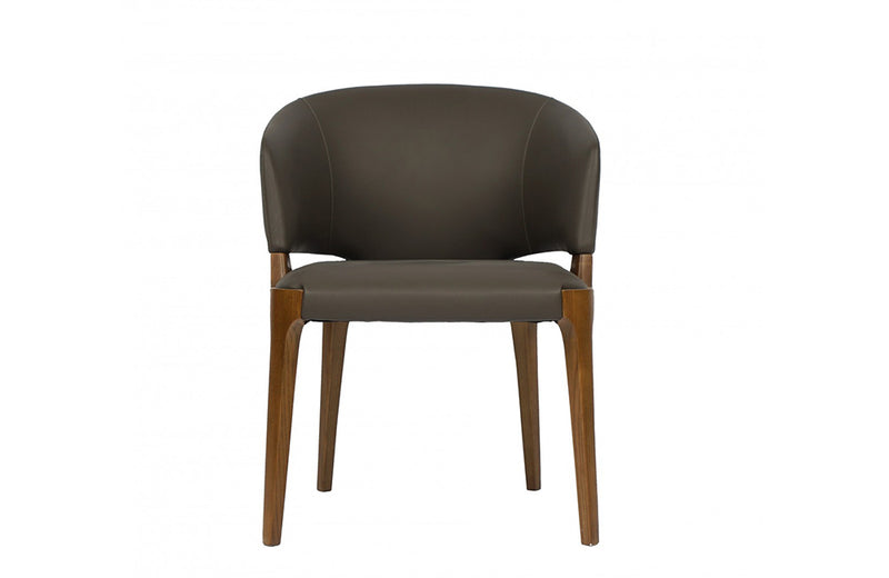 Modrest Baskin Brown and Walnut Arm Dining Chair