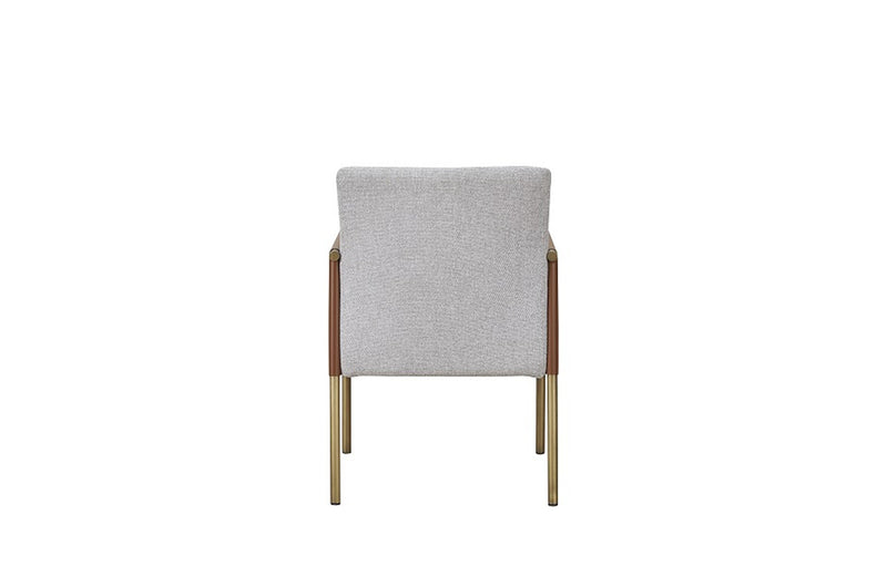 Modrest Pettit Modern White & Brass Arm Dining Chair