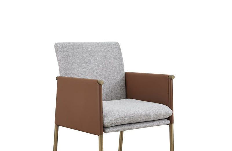 Modrest Pettit Modern White & Brass Arm Dining Chair