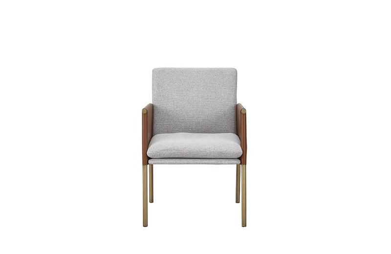 Modrest Pettit Modern White & Brass Arm Dining Chair