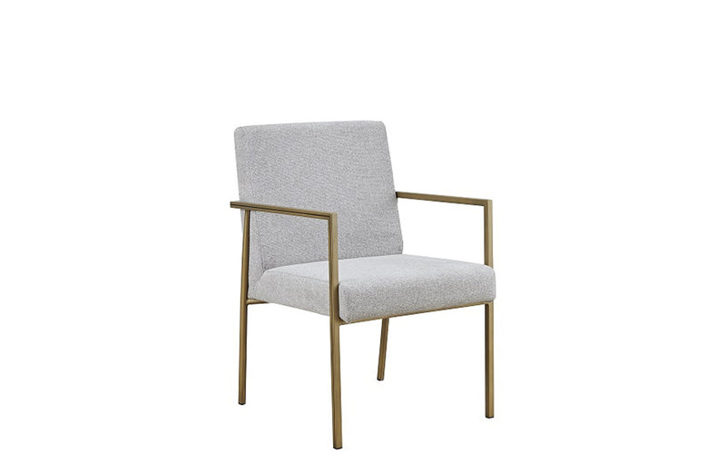 Modrest Burnham Modern White & Brass Arm Dining Chair