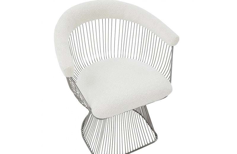 Modrest Chandler Modern  White Shepra and Matte Silver Dining Chair