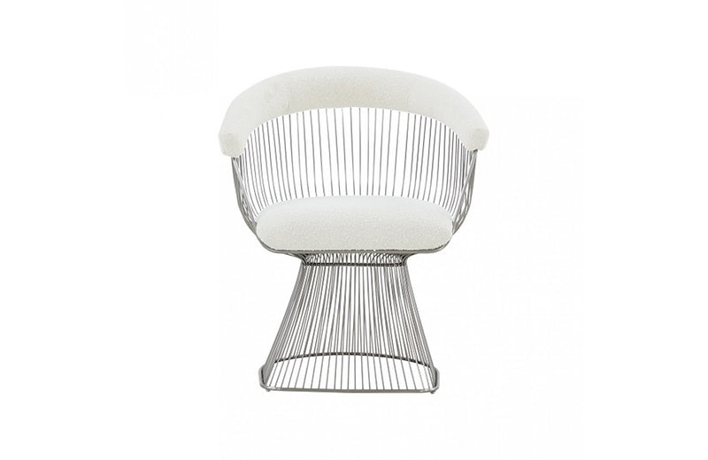 Modrest Chandler Modern  White Shepra and Matte Silver Dining Chair