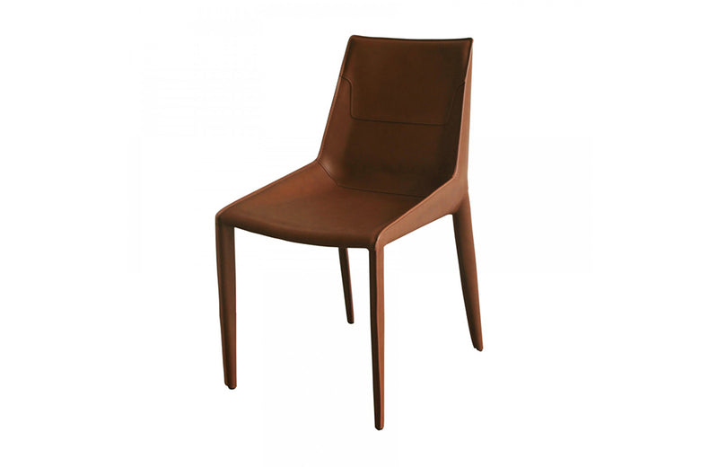 Modrest Halo Modern Brown Saddle Leather Dining Chair Set of Two