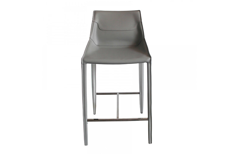 Modrest Halo Modern Light Grey Saddle Leather Counter Stool