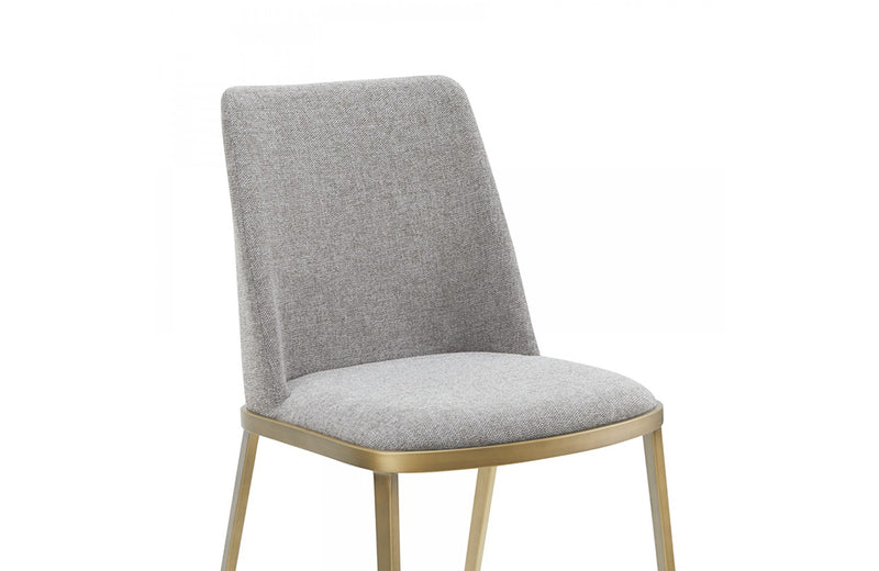 Modrest Brent Contemporary Light Grey Fabric + Brass Dining Chair Set of 2