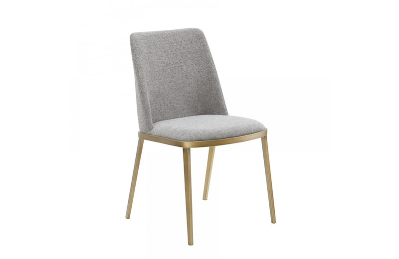 Modrest Brent Contemporary Light Grey Fabric + Brass Dining Chair Set of 2