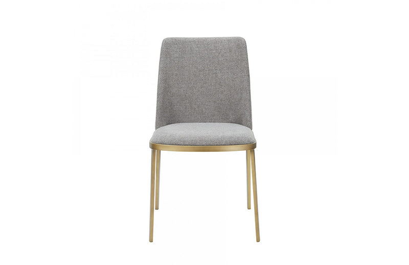 Modrest Brent Contemporary Light Grey Fabric + Brass Dining Chair Set of 2