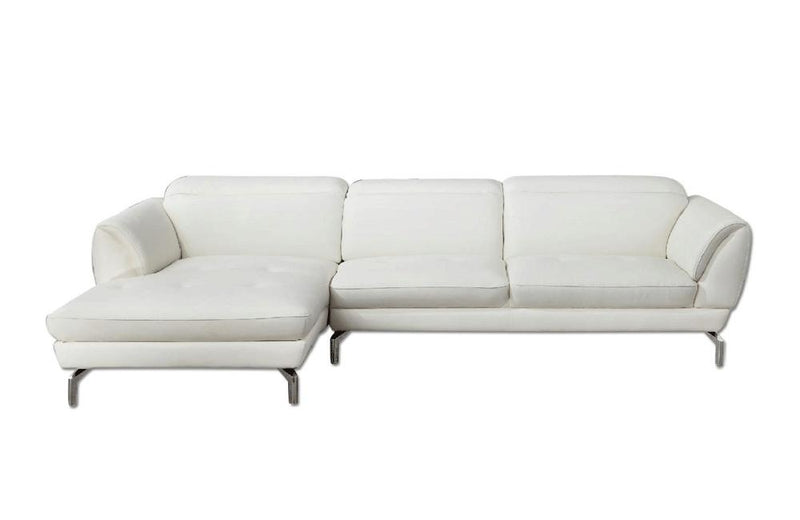 Nicola White Leather Sectional Sofa