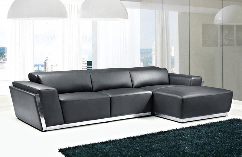 Divani Casa 8010C Modern Black Bonded Leather Right Facing Sectional Sofa