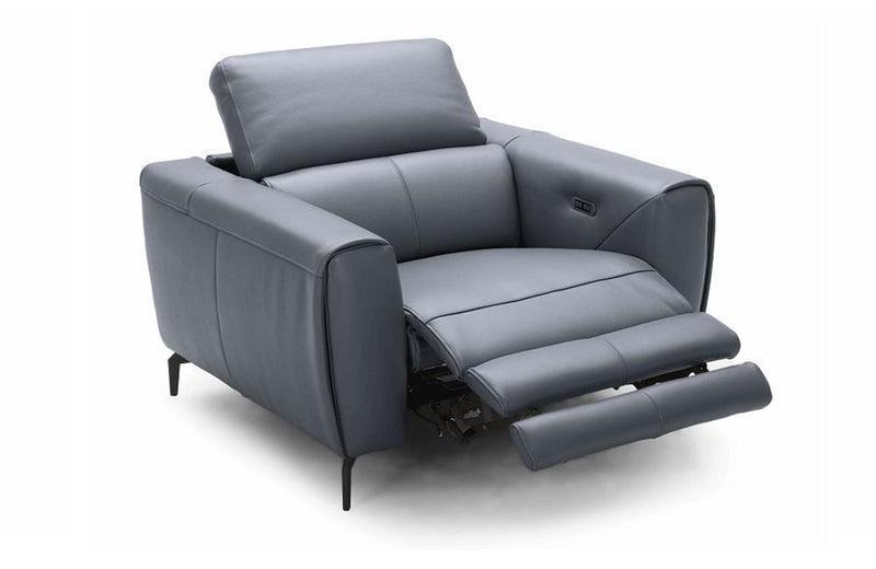 Scuzzo Blue Gray Reclining Leather Chair