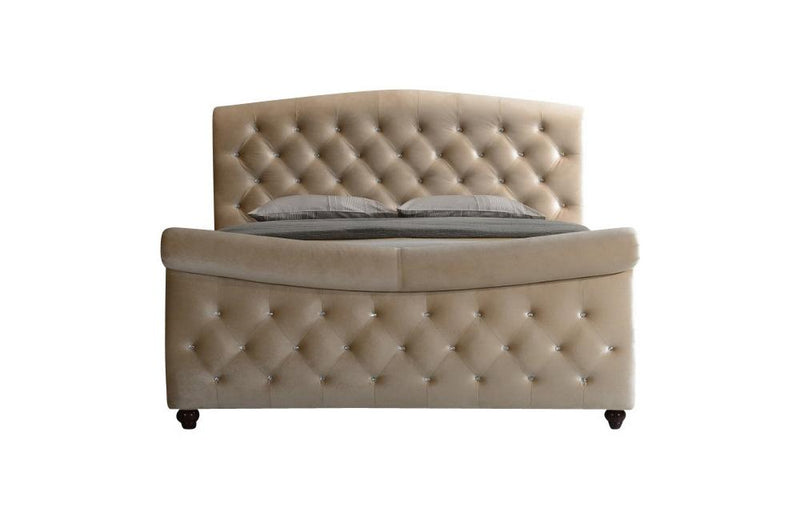 Daelan Golden Beige King Sleigh Bed