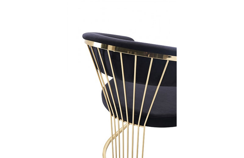 Modrest Linda Modern Black Velvet and Gold Dining Chair