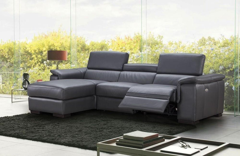 Alfie Gray Leather Reclining Sectional Sofa