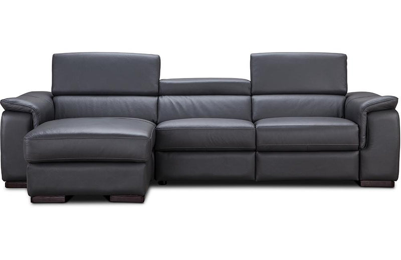 Alfie Gray Leather Reclining Sectional Sofa