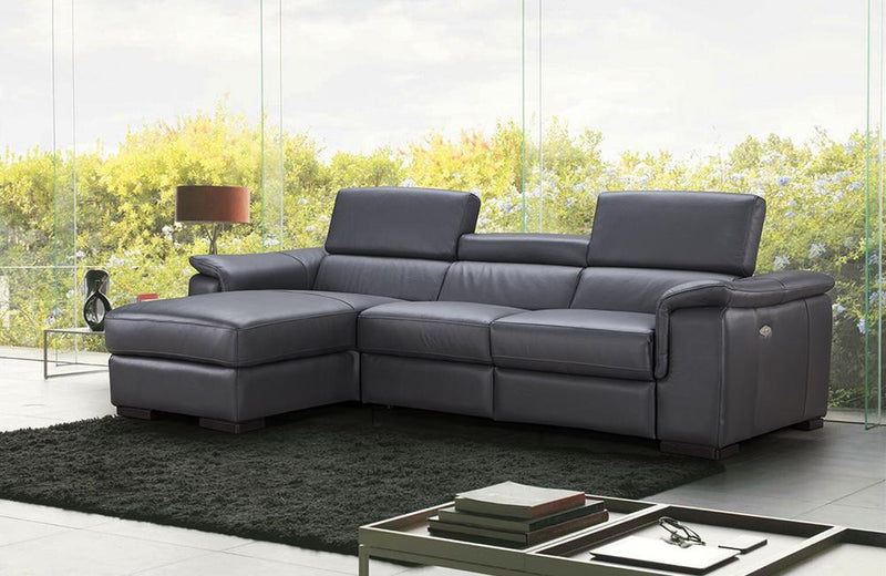 Alfie Gray Leather Reclining Sectional Sofa