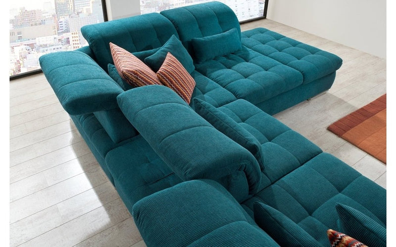 Alpine Fabric Sectional Sofa in Teal