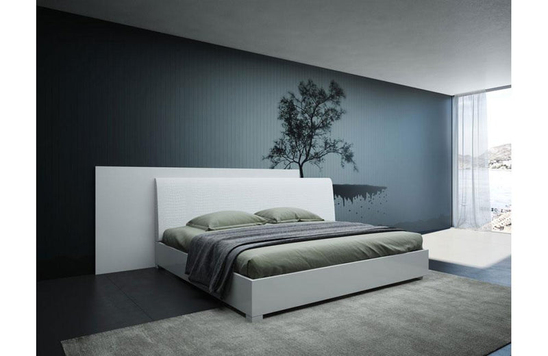 Monza Italian Modern White Bed