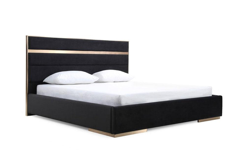 Cartier Modern Black Velvet & Brushed Bronze Bed