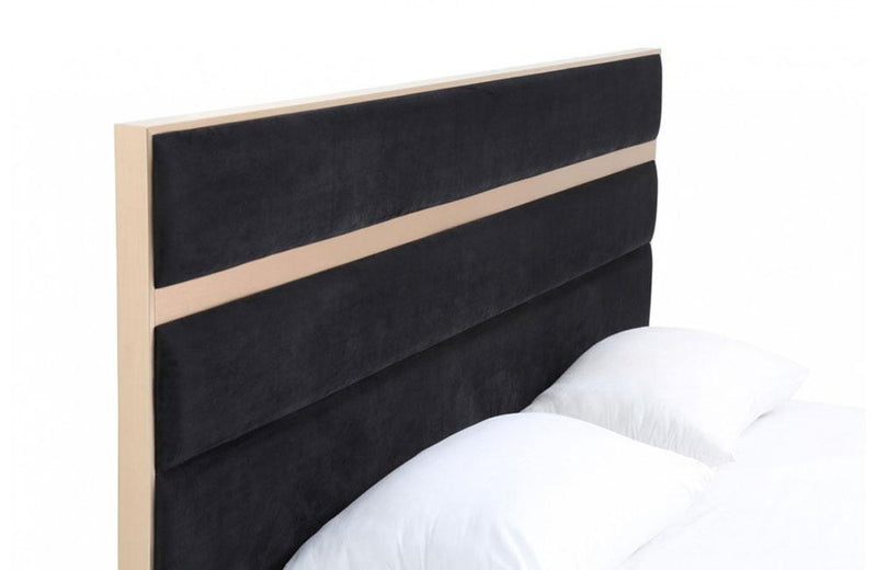 Cartier Modern Black Velvet & Brushed Bronze Bed