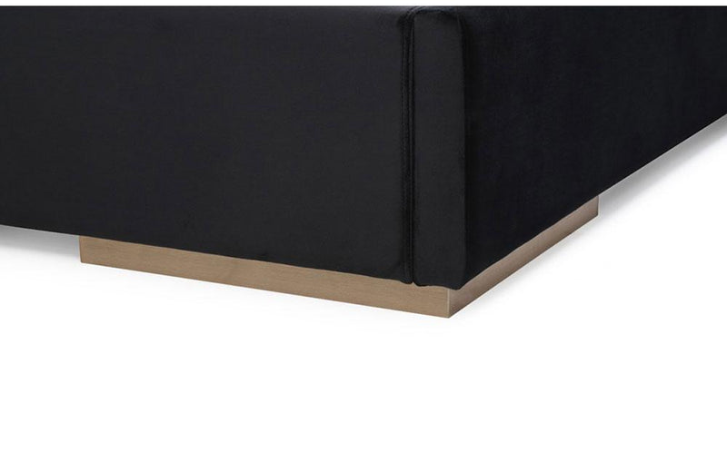 Cartier Modern Black Velvet & Brushed Bronze Bed