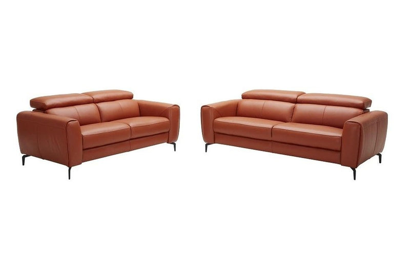 Cooper Orange Leather Sofa Set