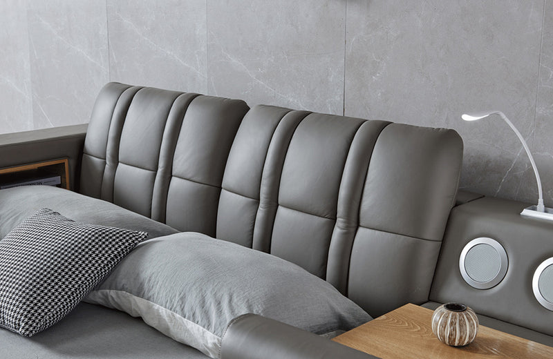 Cadillac Grey Leather Smart Bed Queen Size