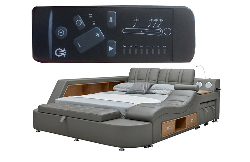 Cadillac Grey Leather Smart Bed Queen Size