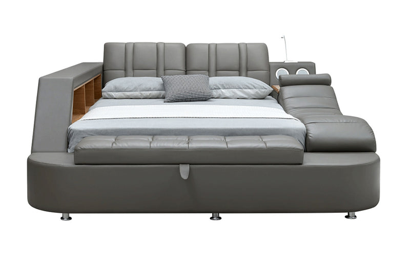 Cadillac Grey Leather Smart Bed Queen Size