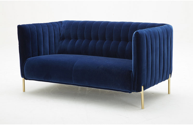 Deco Fabric Loveseat Blue