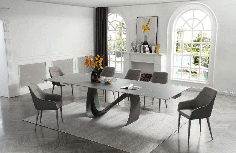 9087 Table Dark grey with 1254 chairs