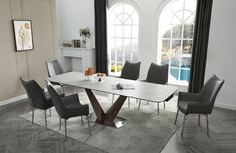 9188 Table with 1218 Swivel dark grey chairs