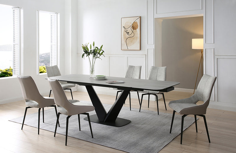 9189 Table with 1239 swivel beige chairs