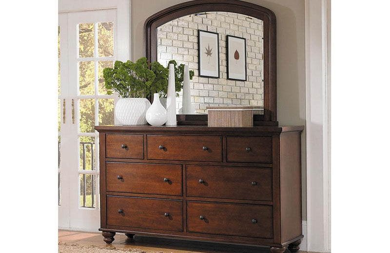 Cambridge Double Dresser and Mirror Brown Cherry