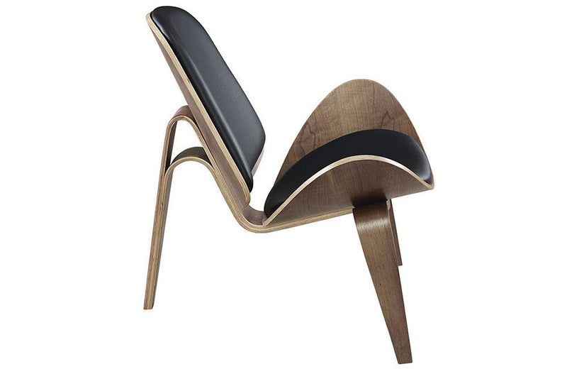 Zion Upholsterd Vinil Lounge Chair in Walnut Black