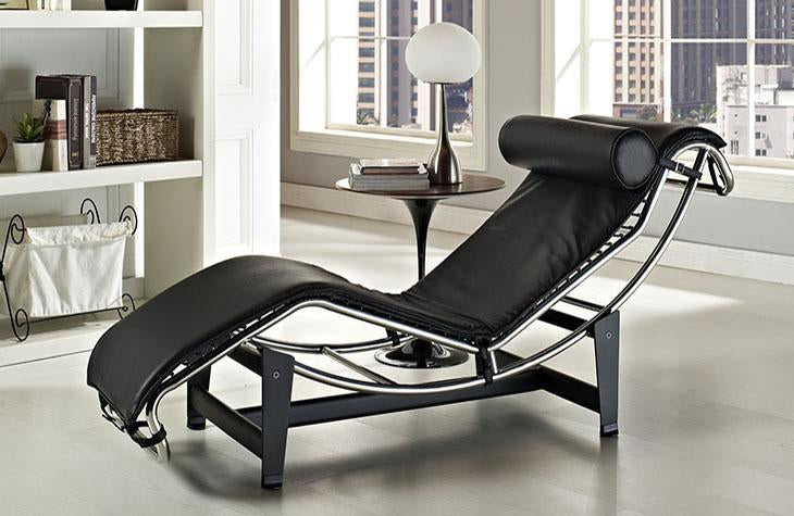 Luca Leather Chaise Lounge Chair