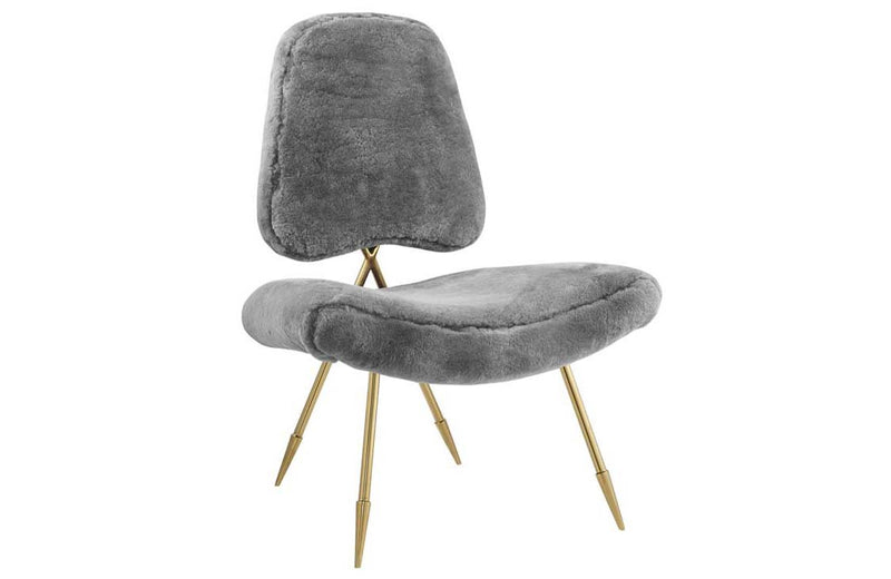 Lucia Upholsterd Sheepskin Fur Lounge Chair