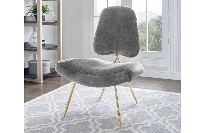 Lucia Upholsterd Sheepskin Fur Lounge Chair